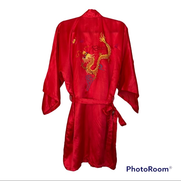 Source Unknown Other - Chinese silk blend embroidered dragon belted robe 🐲